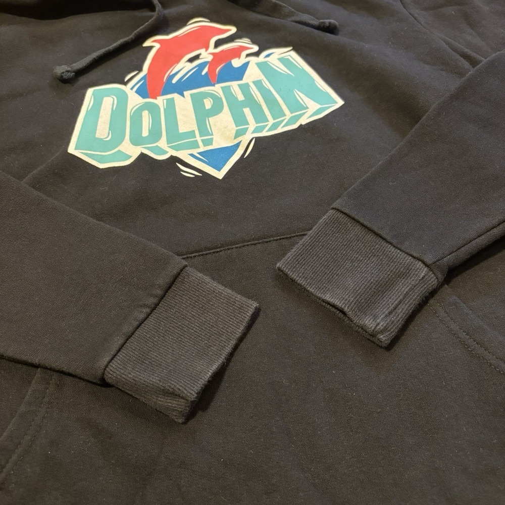 Pink Dolphin Hoodie Men's Medium Black Pullover Graphic Sweatshirt Hip-Hop Y2K - Picture 4 of 8